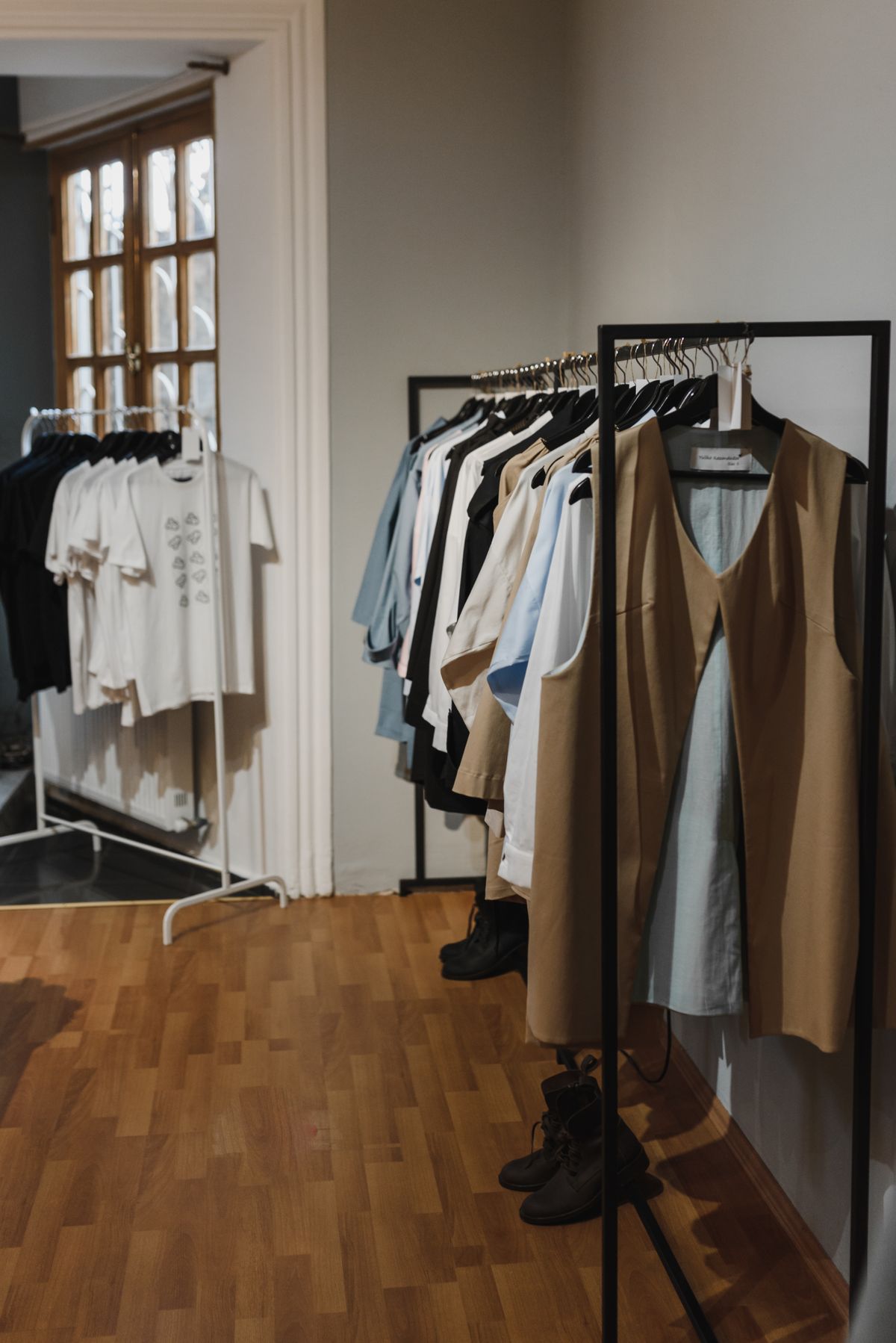 Imported casual wear on display racks